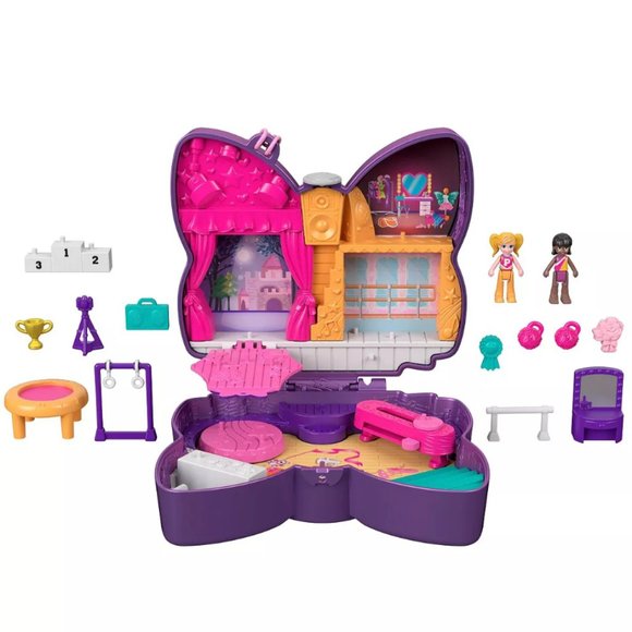 Mattel Other - Polly Pocket Compact Playset, Sparkle Stage Bow with 2 Micro Dolls & Accessories